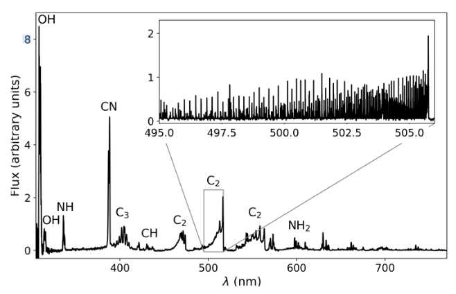 Optical spectrum of comet C/2015 ER61 with molecular emission features